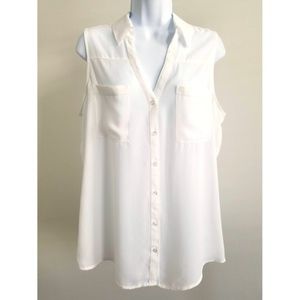 Express Sleeveless White Tank Top with Pockets L